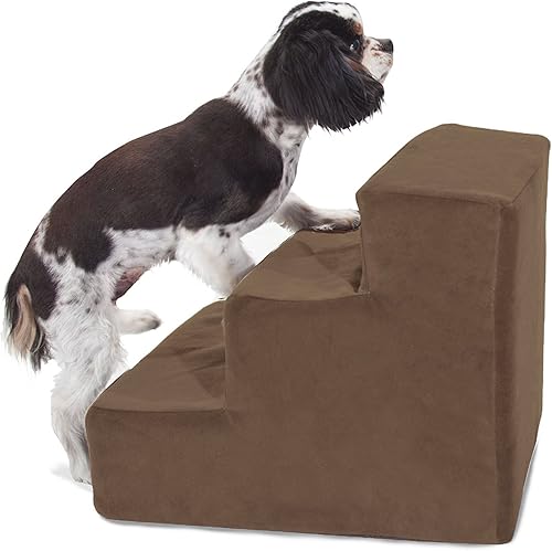 Miniatura 4 de Majestic Pet Products - Escaleras para mascotas de gamuza de terciopelo negro de 3 escalones, 3 escalones (resistentes), marrón chocolate