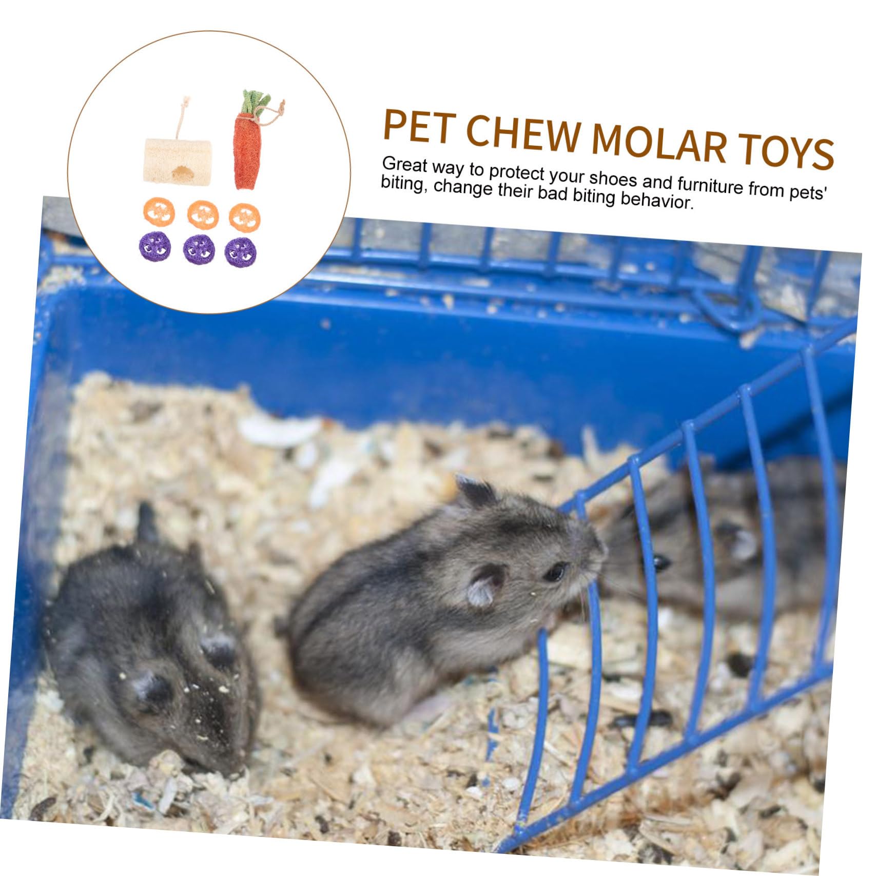 BESPORTBLE 8pièces Jouets à Mâcher pour Lapins Friandises pour Hamsters et Chinchillas Jouets Intérieur pour Petits Animaux Lot