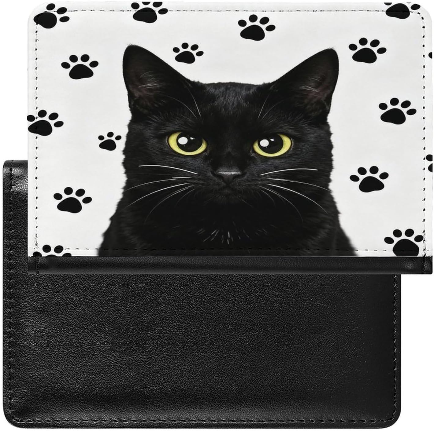 Funny Black Cat Paw Leather Passport Holder Passport Wallet