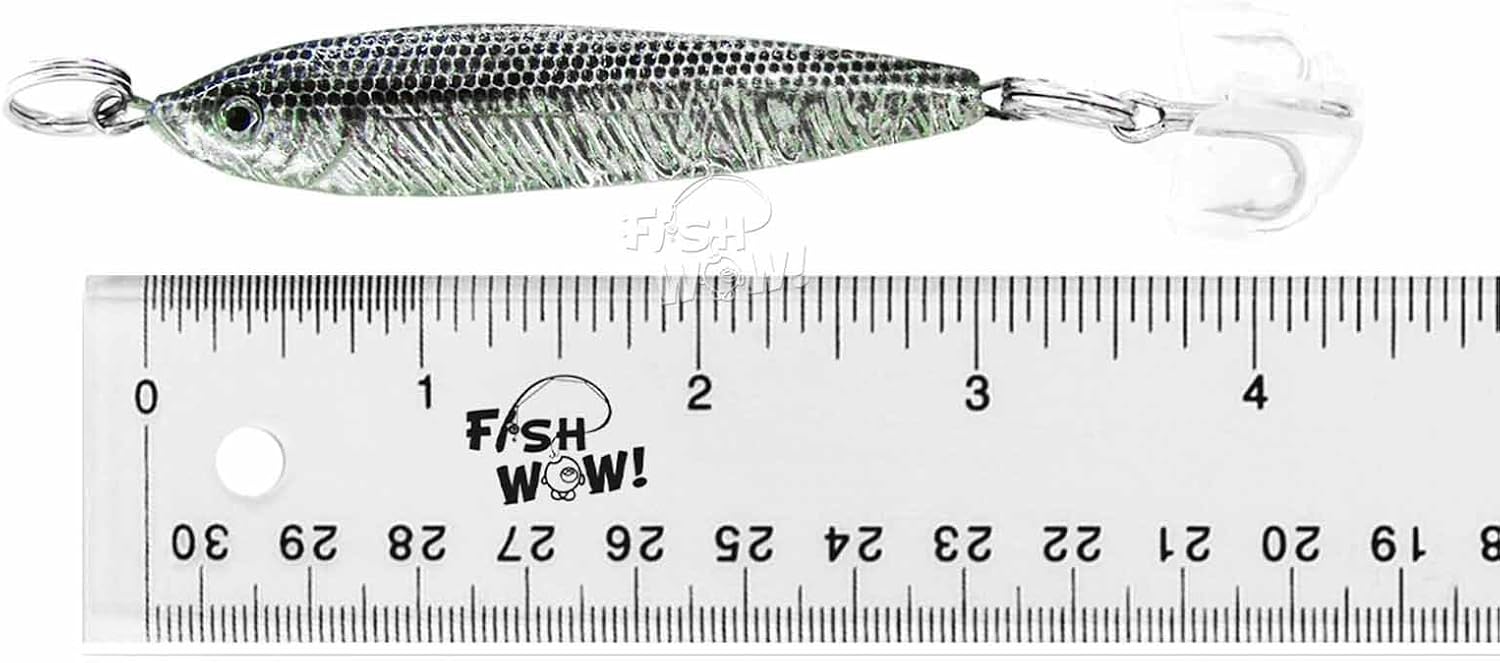 10pcs Silver Black 1oz Fishing Metal Mega Live Bait Jig with a Treble Hook
