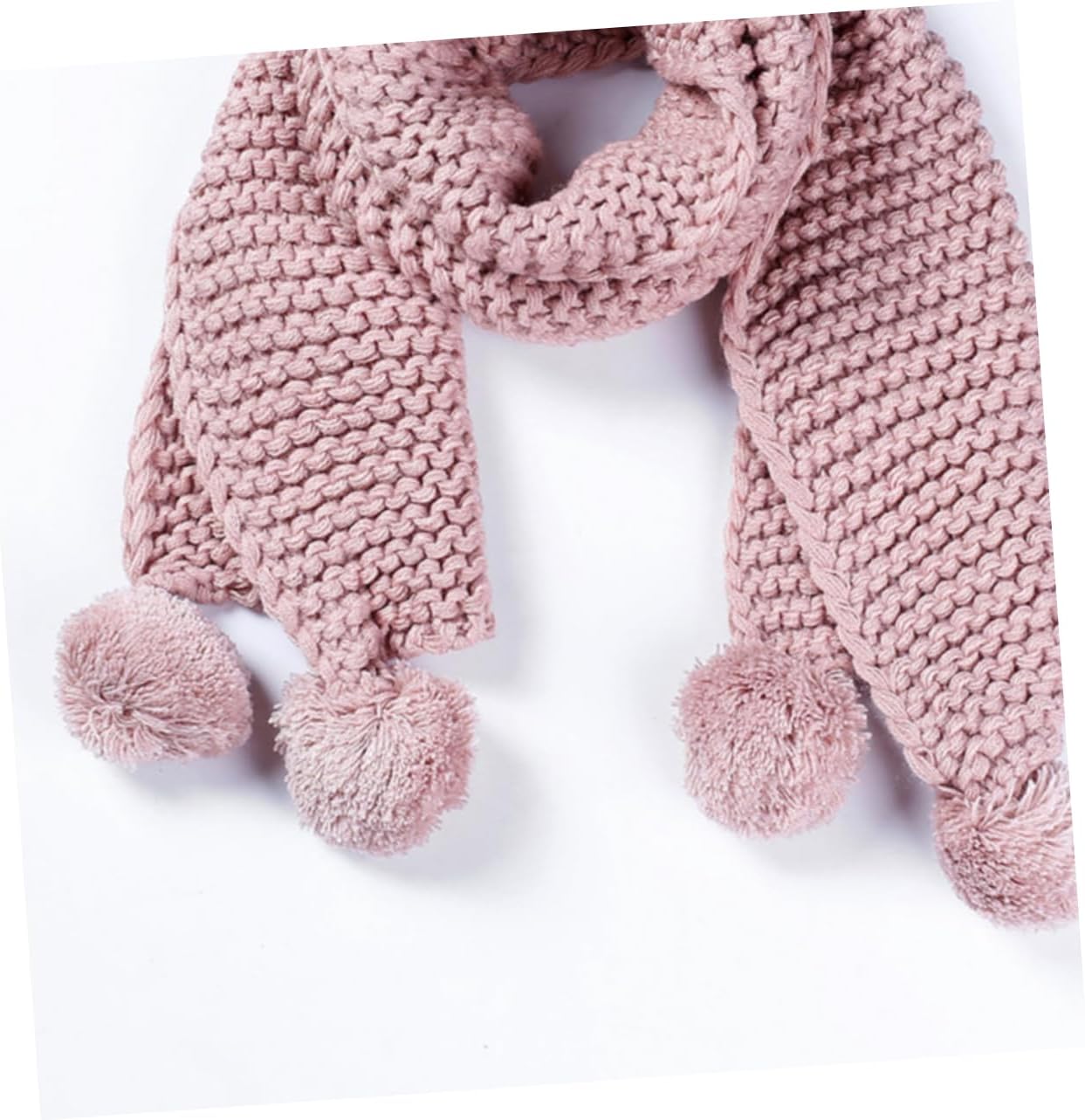 BESPORTBLE Winter Scarf with Fuzzy Ball Design Warm Knitted Wool Scarf for Boys and for Snowy Days Soft and Durable Pink