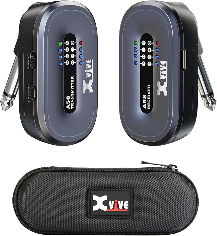 Xvive Sistema De Guitarra Sem Fio A58 5.8 Ghz Transmissor E Receptor Para Captação Ativa Ou Passiva Baixo Elétrico/Acústico