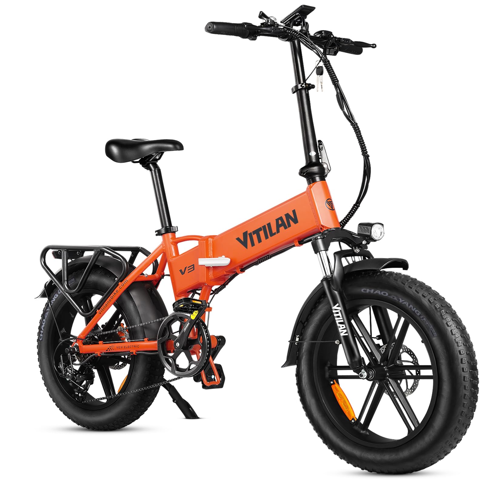 VITILAN V3 Electric Folding Bike in Orange color.