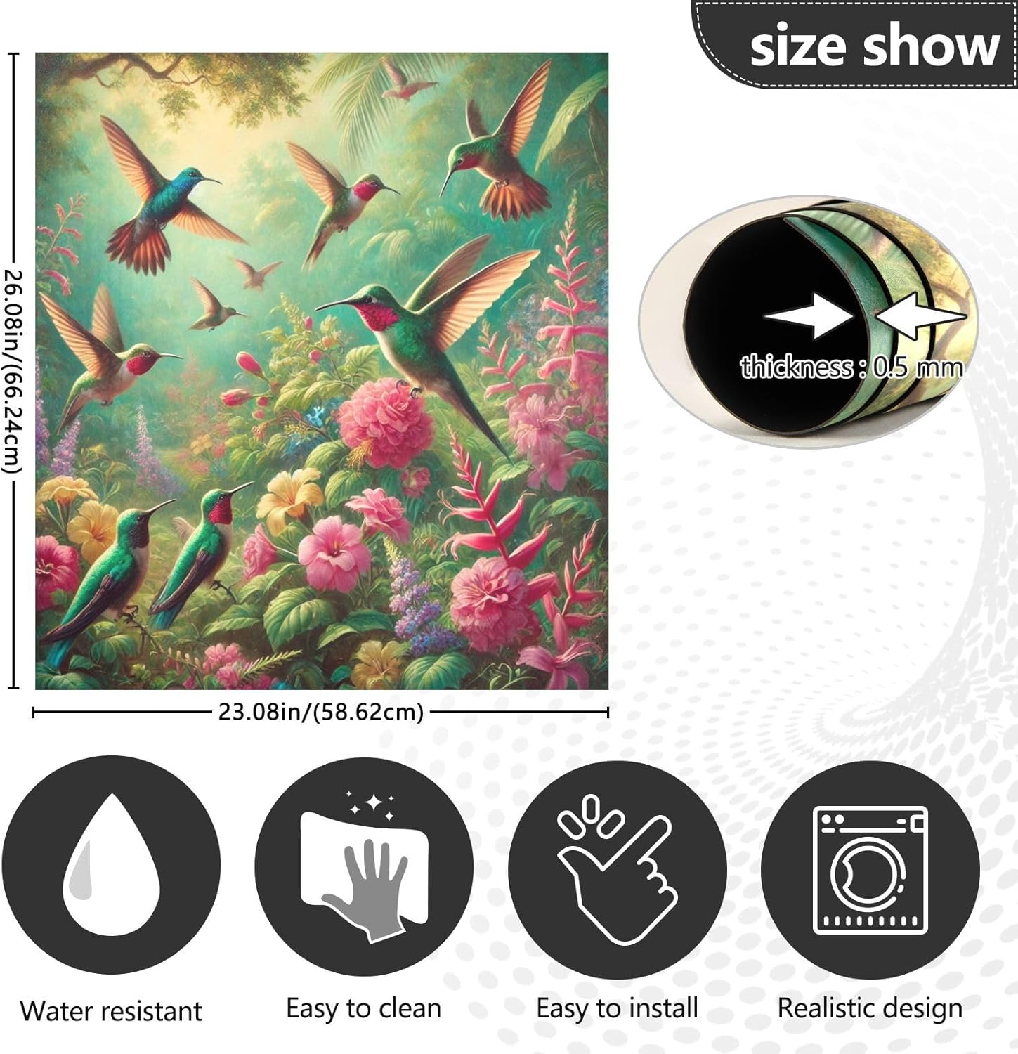 Flowers Hummingbirds Dishwasher Magnet Cover Refrigerator Wrap Decorative Stickers Fridge Wrap Magnetic Dishwasher Cover for Kitchen Farmhouse Door Home Decor House Warming
