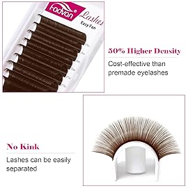 Brown Eyelash Extensions 0.07mm C/D Curl Volume Lash Extensions 8-14mm Self Fanning 3D 4D 6D 10D Rapid Automatic Blooming Flower Eyelashes Extension D Curl Used by FADVAN (Brown 0.07-D, 8-14mm)