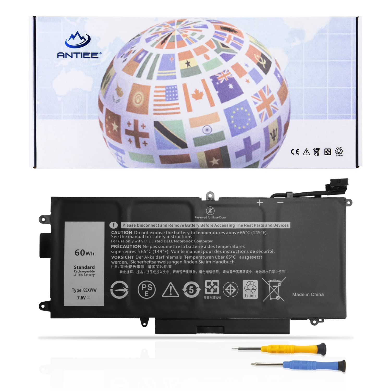 Antiee 7 6v 60wh K5xww Laptop Battery Compatible With Dell