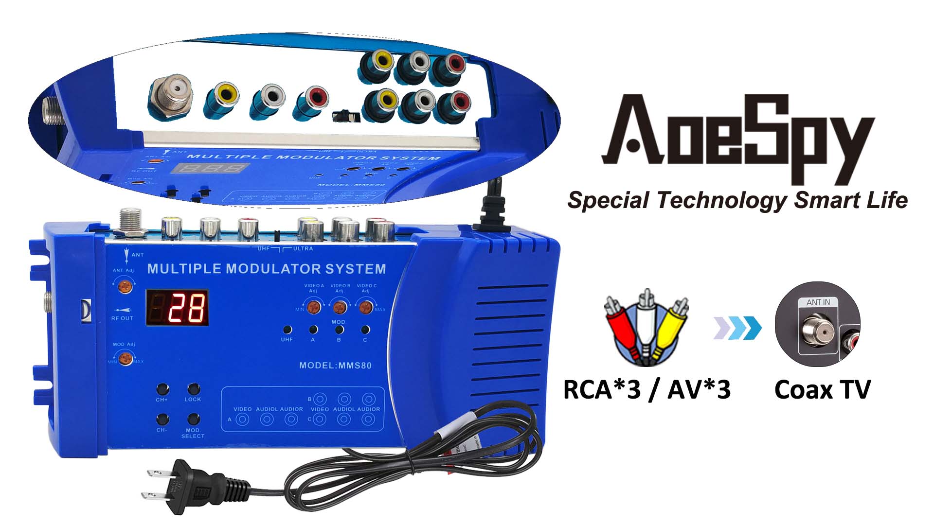 Amazon.com: RF Modulator 3 RCA to Coaxial RF UHF Signal Amplifier