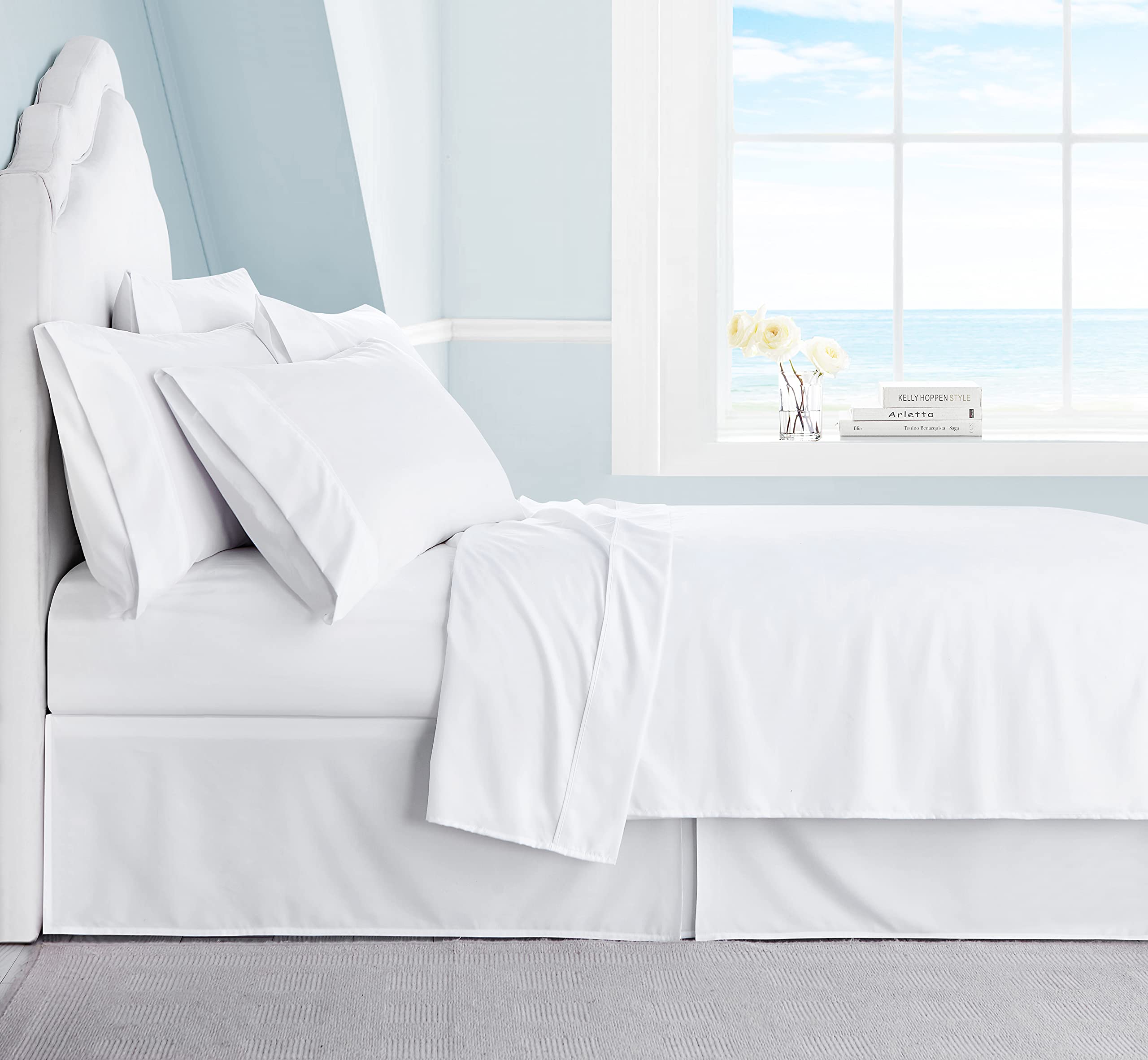 Swift HomeLuxury Bedding Collection, Ultra-Soft Brushed Microfiber 6-Piece Bed Sheet Sets, Extremely Durable - Easy Fit - Wrinkle Resistant - (Includes 2 Bonus Pillowcases), Full, White