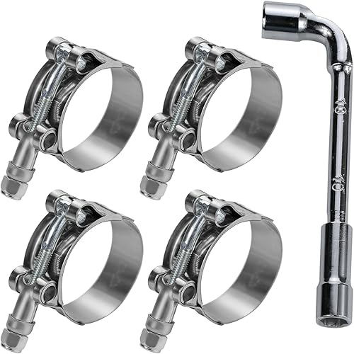 Paquete de 4 abrazaderas de manguera de perno en T de 1.75 pulgadas, rango de trabajo de 2.008-2.244 in para identificación de manguera de 1.75