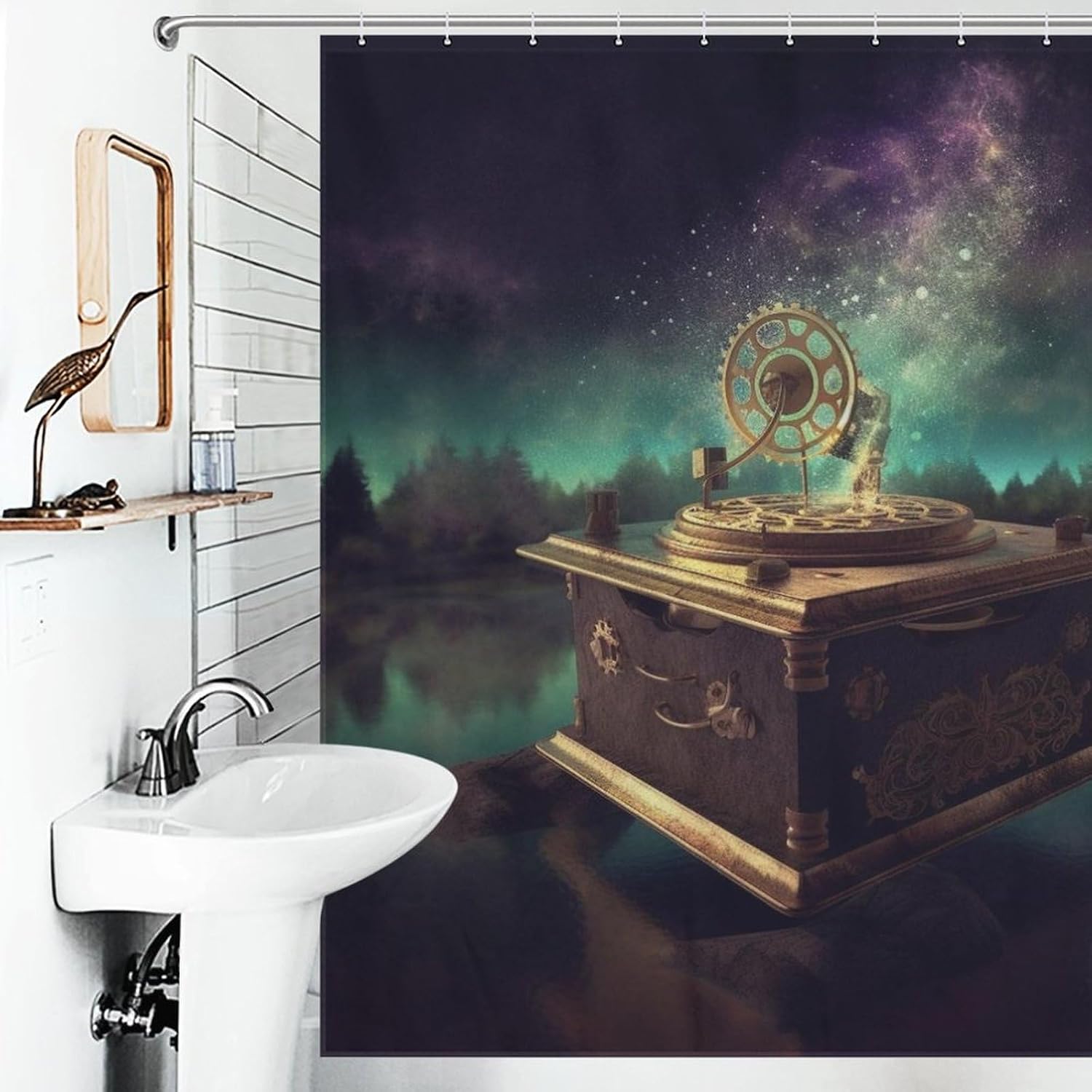 Dream Music Box Shower Curtain Set Modern Shower Curtain for Bathroom Accessories Waterproof Washable Fabric Bath Curtain with 12 Hooks 70.9 X 70.9 Inch image 4