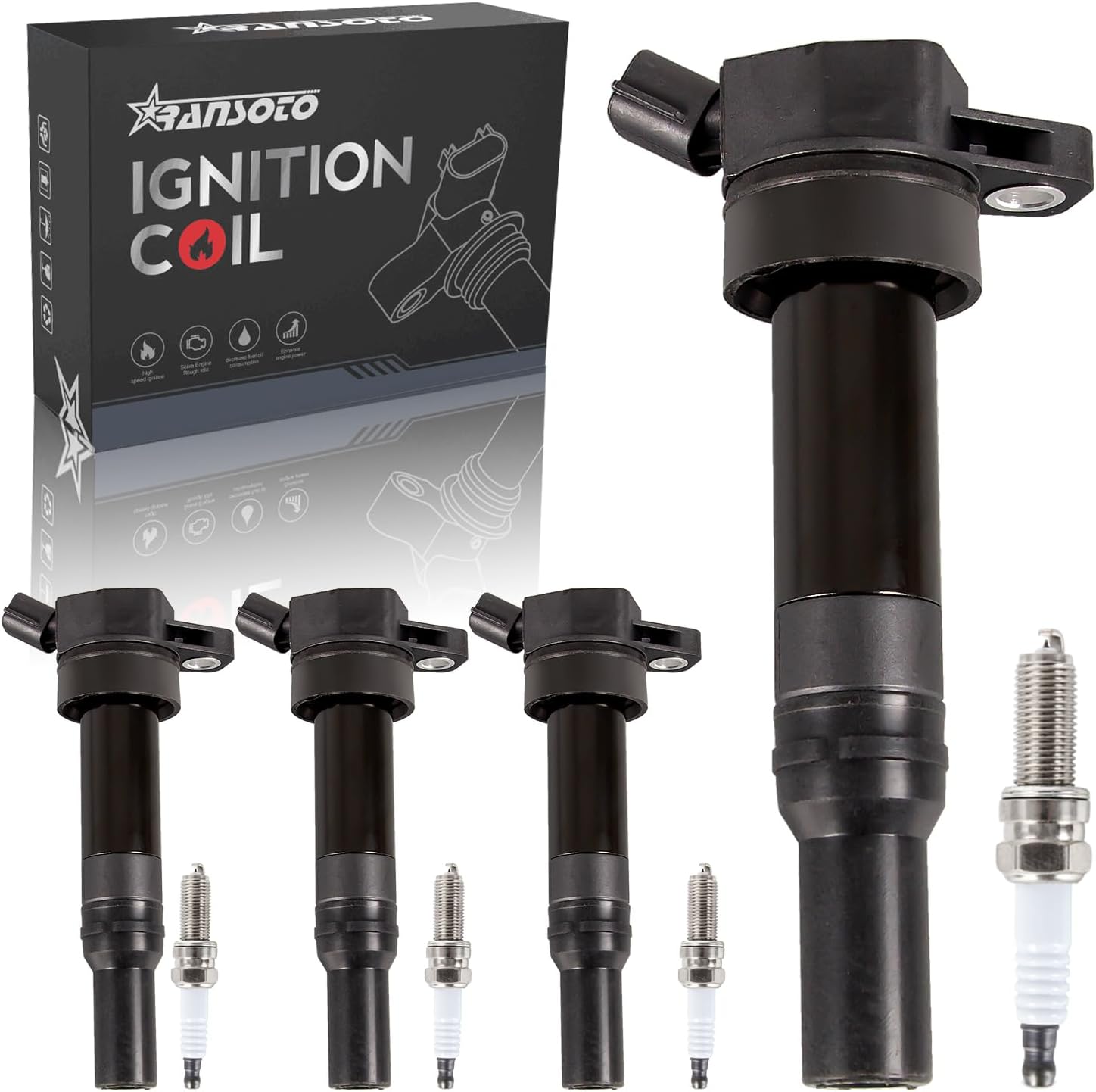 APremium Ignition Coils and Spark Plugs Kits Compatible with Hyundai Elantra 2017