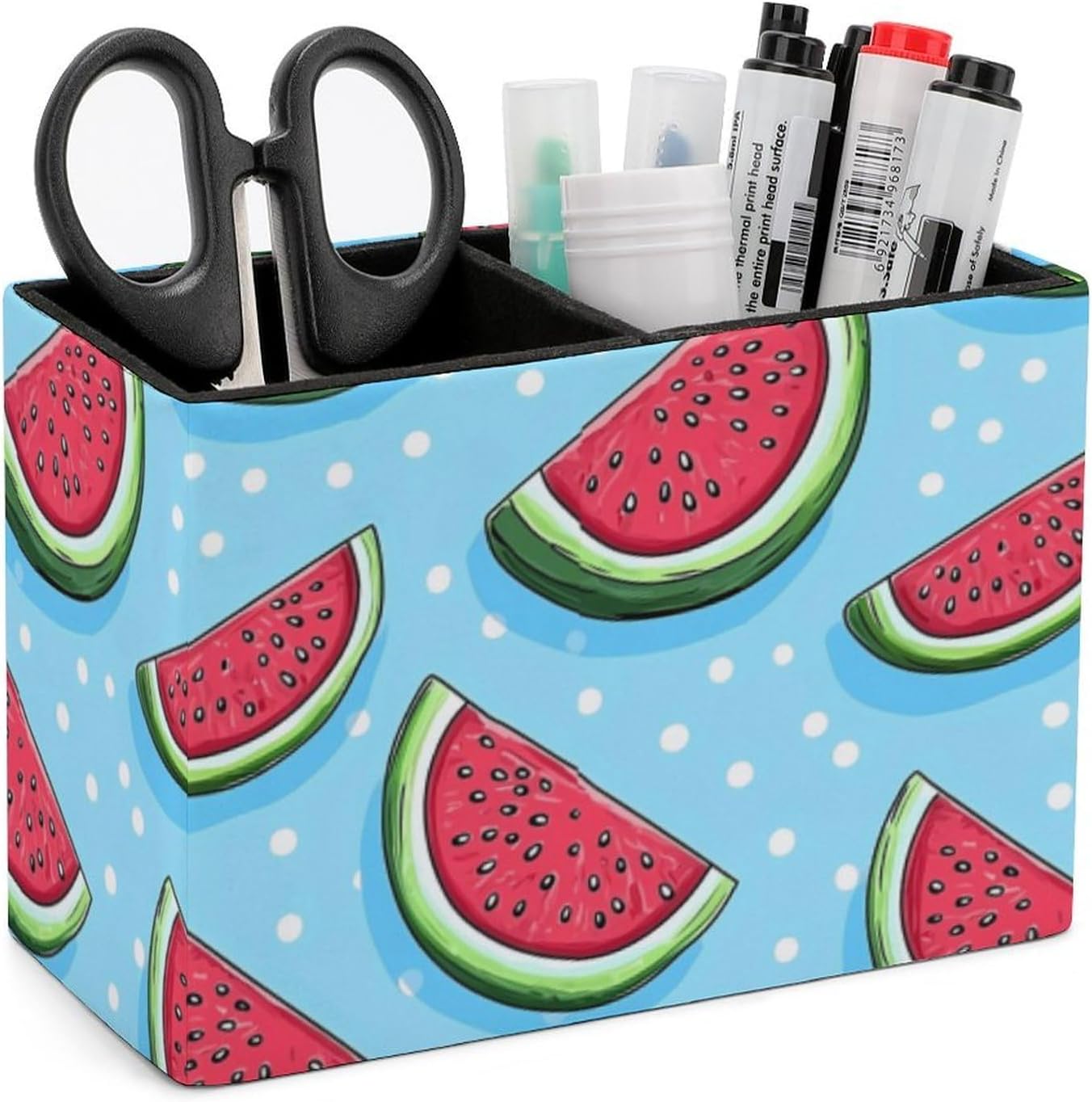 Watermelon Slice Pencil Pen Holder PU Leather Desk Storage Organizer Makeup Brush Box