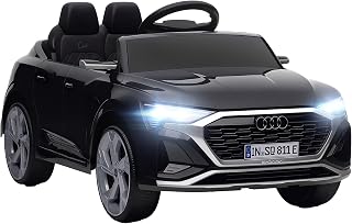 AIYAPLAY Voiture Électrique Enfants Audi Q8 e-tron Sportback 12V Noir | Véhicule Électrique, 2 Moteurs, Télécommande 2,4G, Phares LED, Musique, Klaxon, Suspension à Ressort, pour 3-4 Ans