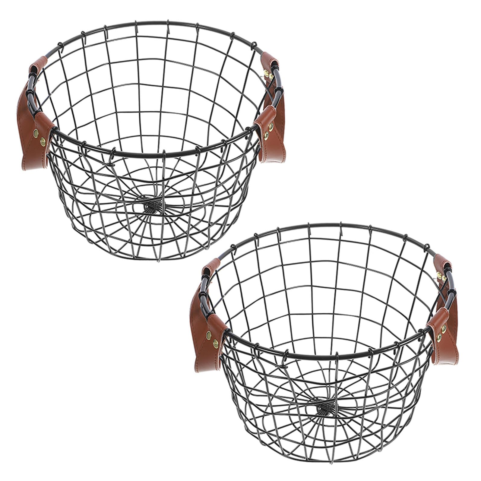 Housoutil Cesta Redonda de Hierro Rústico para Leña 2 Piezas Soporte Resistente para Almacenamiento Interior y Exterior Tamaño Pequeño Adecuado para Chimenea Jardín y Fogatas al Aire