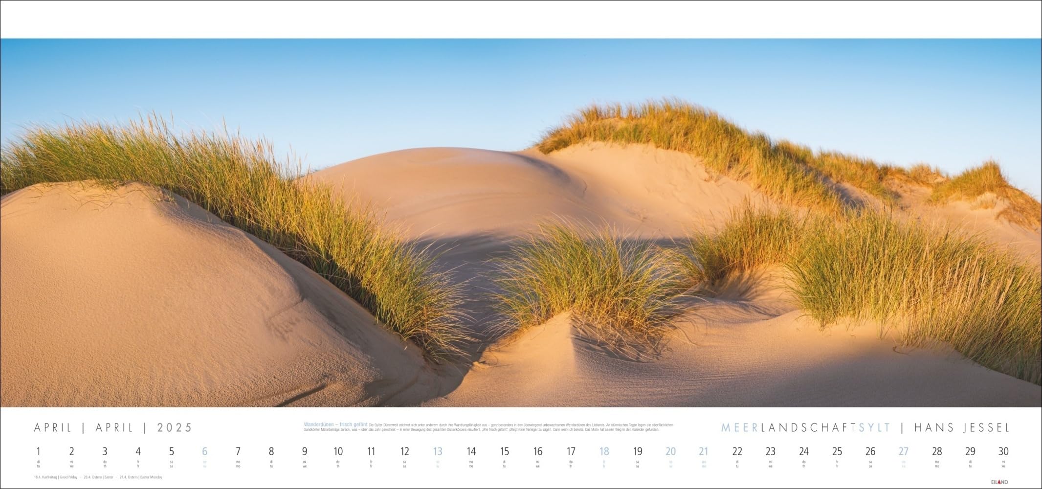 Meerlandschaft SYLT Kalender 2025 - Hans Jessel: Großer Panorama-Wandkalender mit Fotos des bekannten Künstlers Hans Jessel. Meereslandschaften eingefangen in einem XXL-Fotokalender.