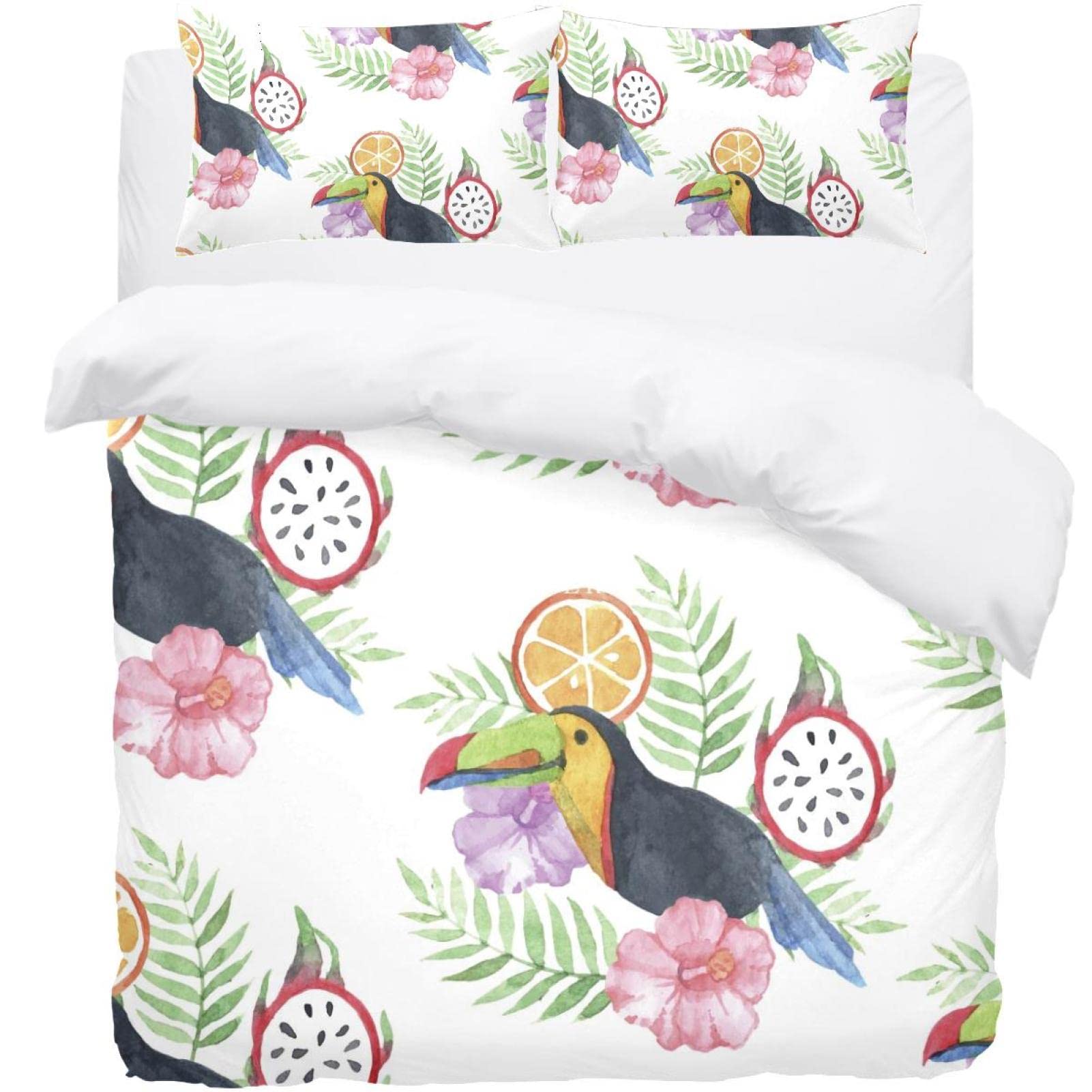 Linge de lit aquarelle haut de gamme avec housse de couette imprimé pitaya floral
