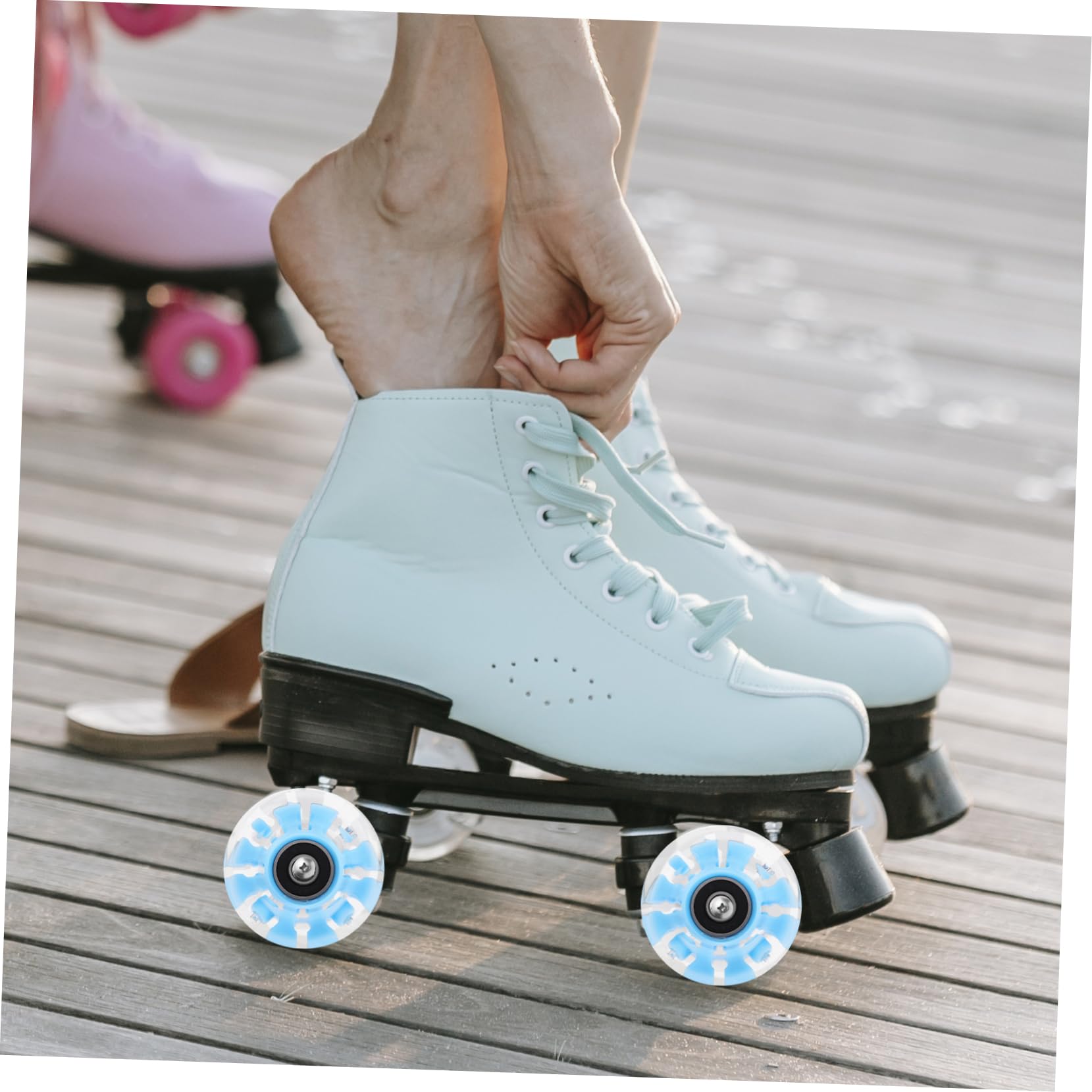HONMEET Roller Skate Accessories 4pcs Double Row Skate Wheels Wear-resistant Outdoor for Roller Skating