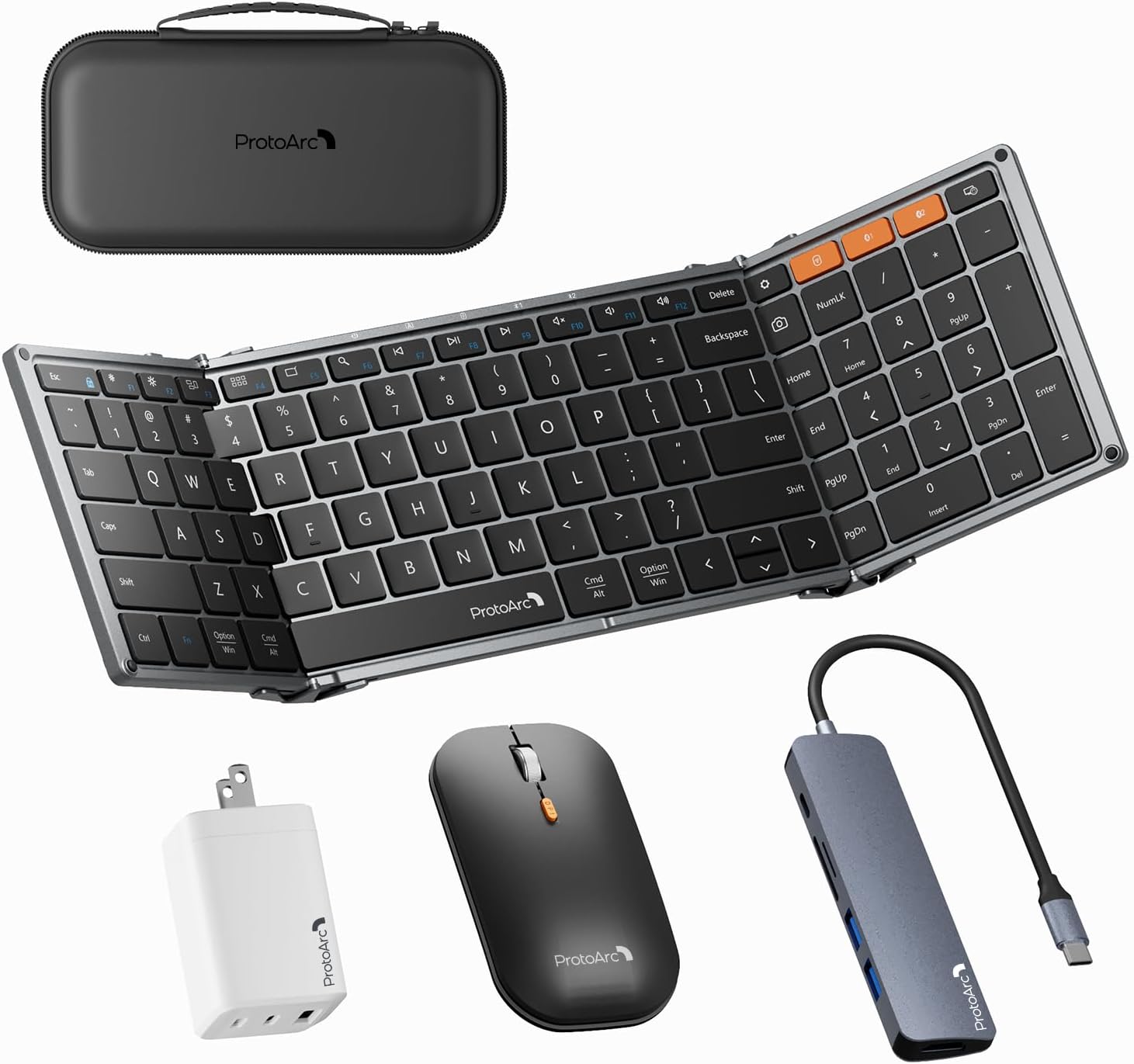 ProtoArc KM310 Wireless Mechanical Keyboard & Mouse Combo - Rechargeable, Low-Profile Red Switches, Aluminum (Space Gray)