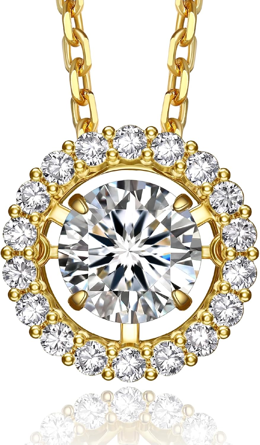 MomentWish Floating Necklace for Women, 0.5/1 Carat Dancing Moissanite Necklace for Her 925 Sterling Silver Pendant Anniversary Birthday Christmas Gift for Wife Mom Girlfriend