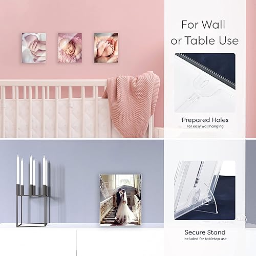 Miniatura 6 de Mantello - Marco de acrílico transparente de 8 x 10 pulgadas, juego de 6 portarretratos de acrílico moderno, minimalista con carga frontal, soporte