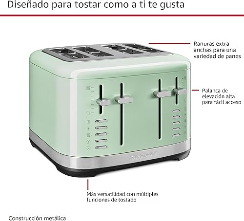 Miniatura 4 de KitchenAid Tostadora de 4 rebanadas, KMT4109PT, Pistacho