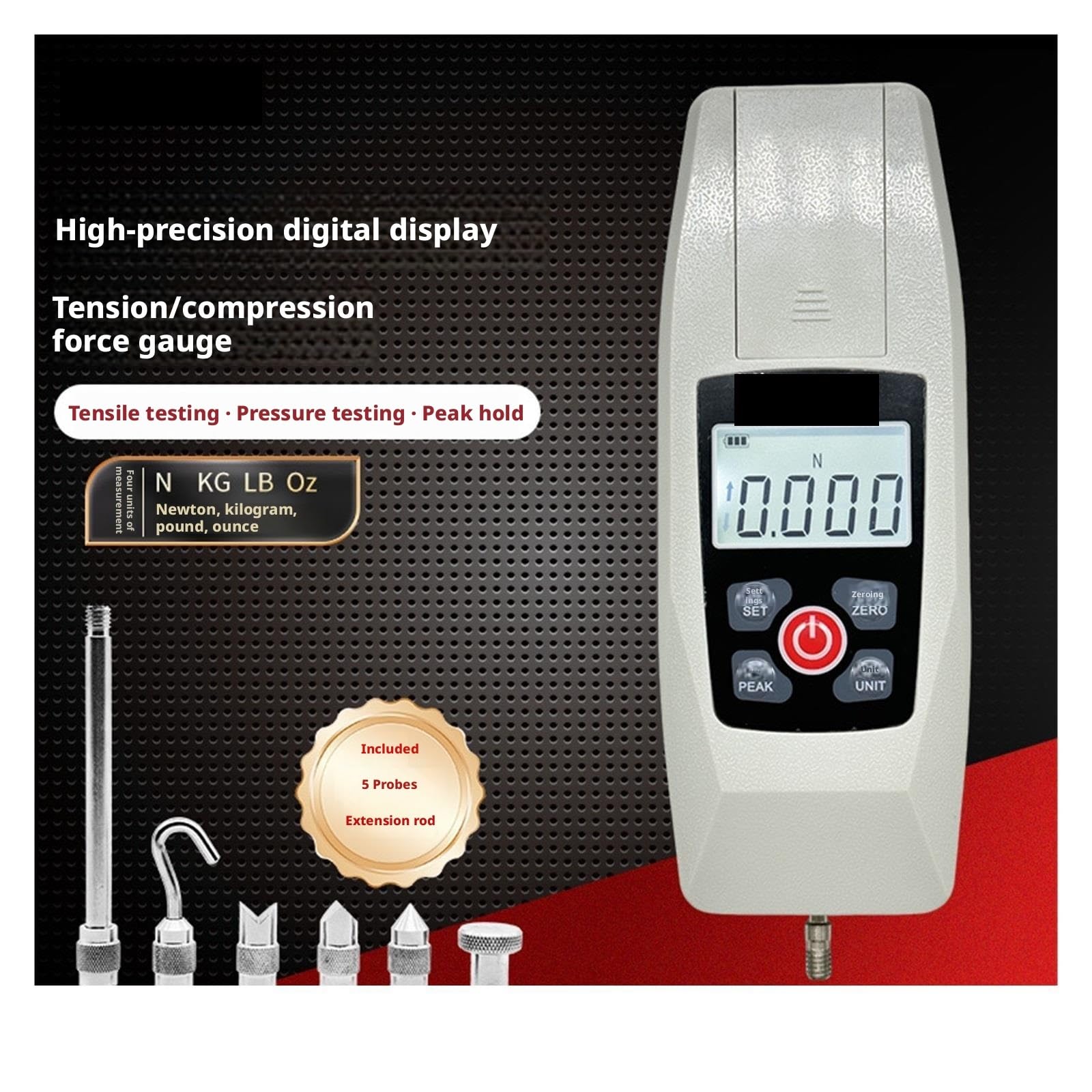 Medidor de Fuerza, Medición de prueba presión empuje tensión del indicador fuerza vaivén digital(FM-2【2N/0.2kg】)