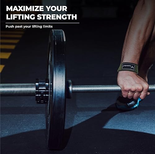 Miniatura 4 de Lifting Straps for Weightlifting, Bodybuilding, Powerlifting, Strength Training, & Deadlifts - Padded Neoprene 21 inch Cotton Lifting Wrist Straps,