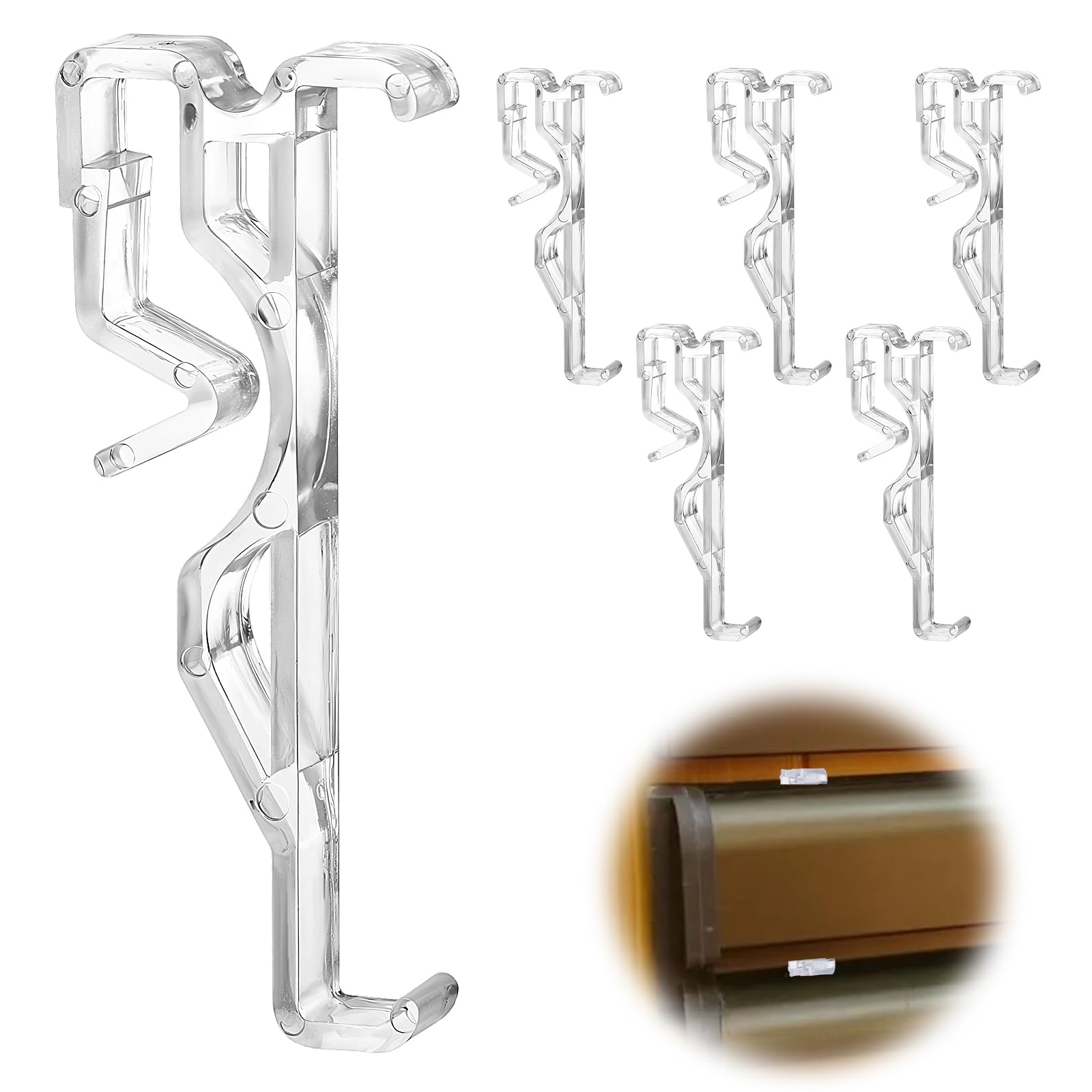 Trinkrittey 2.5 Inch Valance Clips 6 PCS Clear Plastic Valance Clips Window Blinds Hidden Clip Clear Plastic Valance Retainer Clips for Horizontal Blind Valance