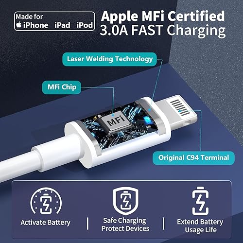 Vista 18 de [Apple MFi Certified] iPhone 14 Charger Fast Charging, Rombica 4Pack 20W USB C Power Adapter Type C Wall Charger Block with 6FT Type-C to Lightning