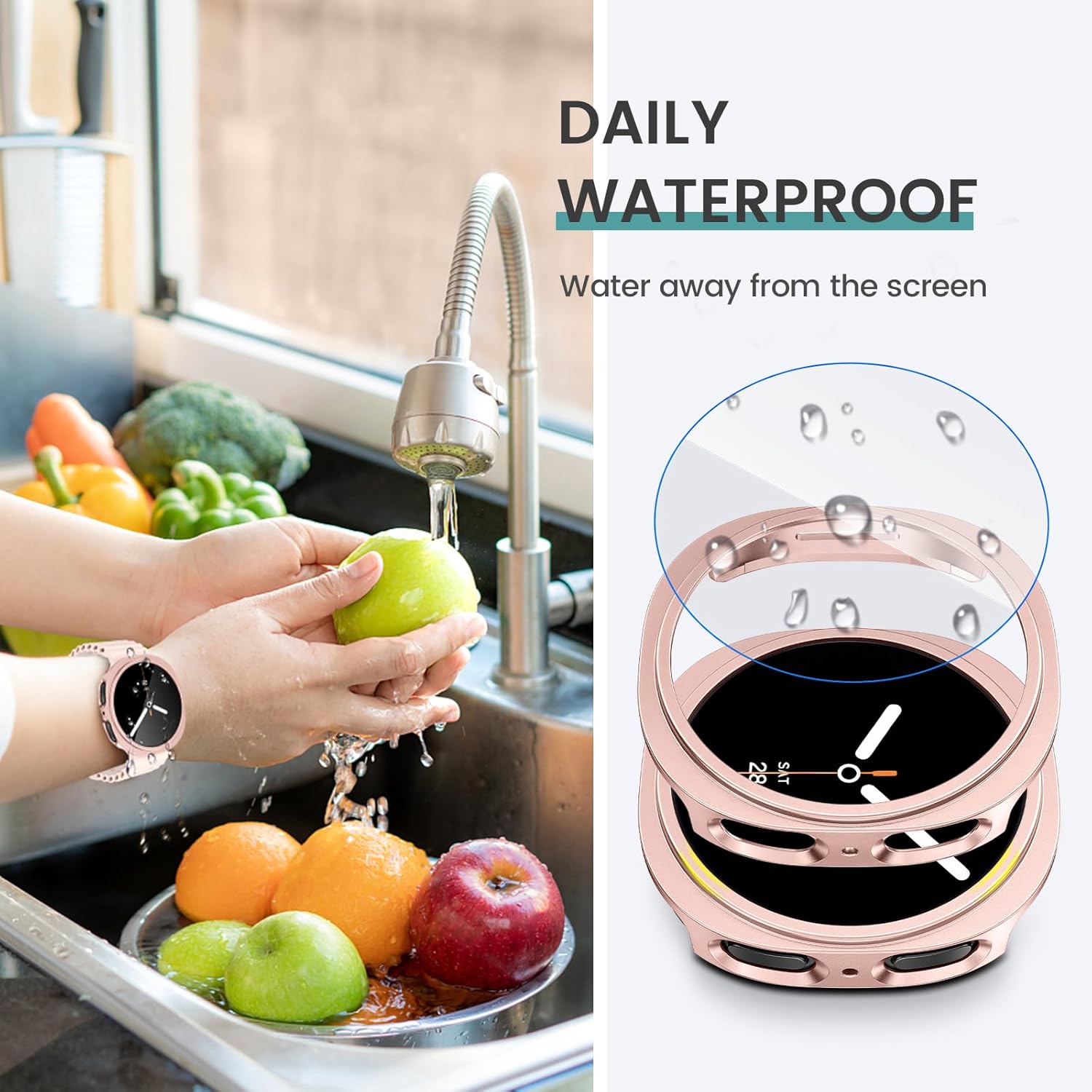 Tensea [5+5Pack for Samsung Galaxy Watch 8 Screen Protector Case 40mm Accessories, Hard PC Bumper/HD Anti-Fog Tempered Glass Protective Film, Face Cover Set, Galaxy Watch 8 Case for Women Men