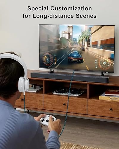 Miniatura 4 de Cable auxiliar de 30 pies, cable de audio trenzado de nailon de 0.138 in, cable auxiliar de 0.138 in macho a macho, cable auxiliar para automóvil,