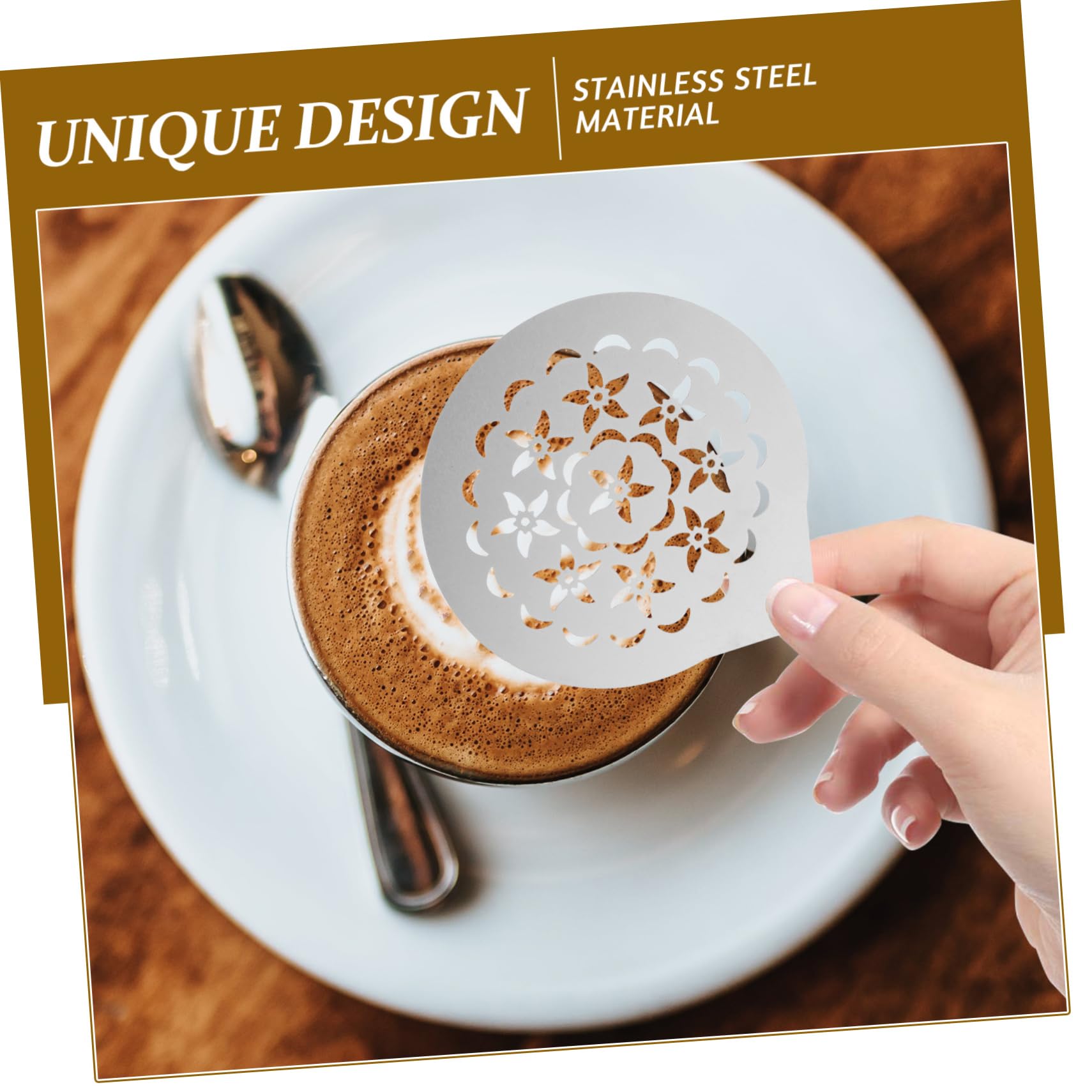 DECHOUS 3sets Stencil Per Inossidabile Per Decorazioni Cappuccino e Latte Art Facili e Usare Per e Del