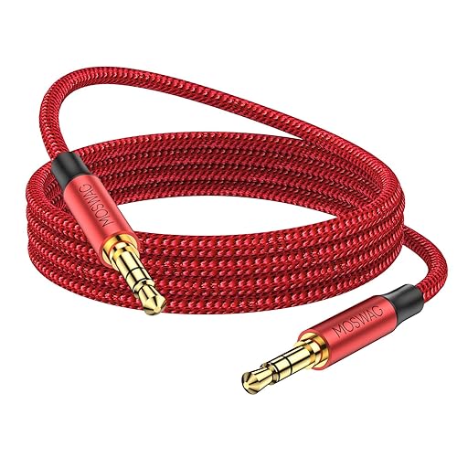 MOSWAG Cable auxiliar macho a macho de 0.138 in, cable auxiliar de 6.6 ft, cable auxiliar de audio de 0.138 in, cable estéreo trenzado de nailon