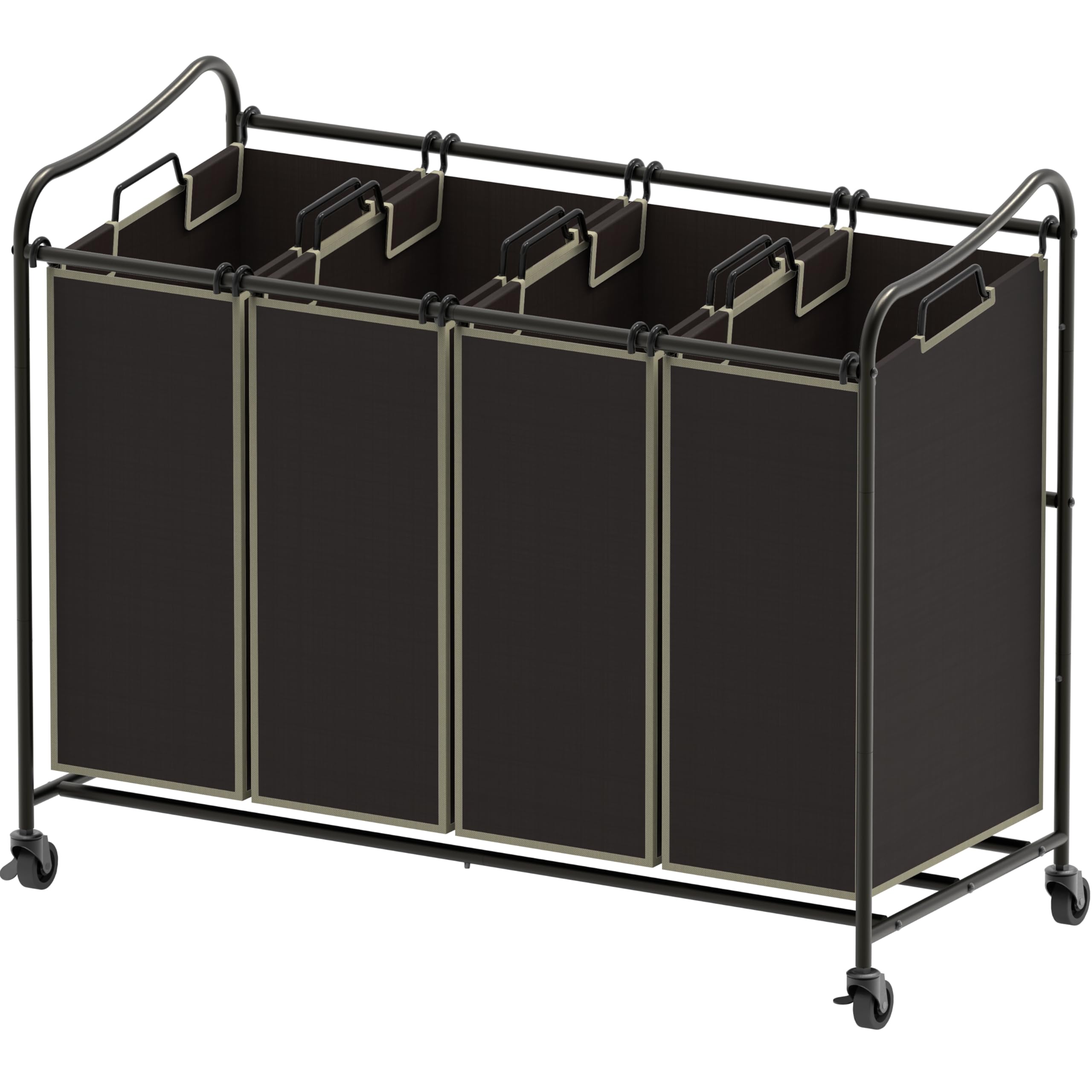 Simple Houseware 4-Bag Heavy Duty Laundry Sorter Rolling Cart, Brown