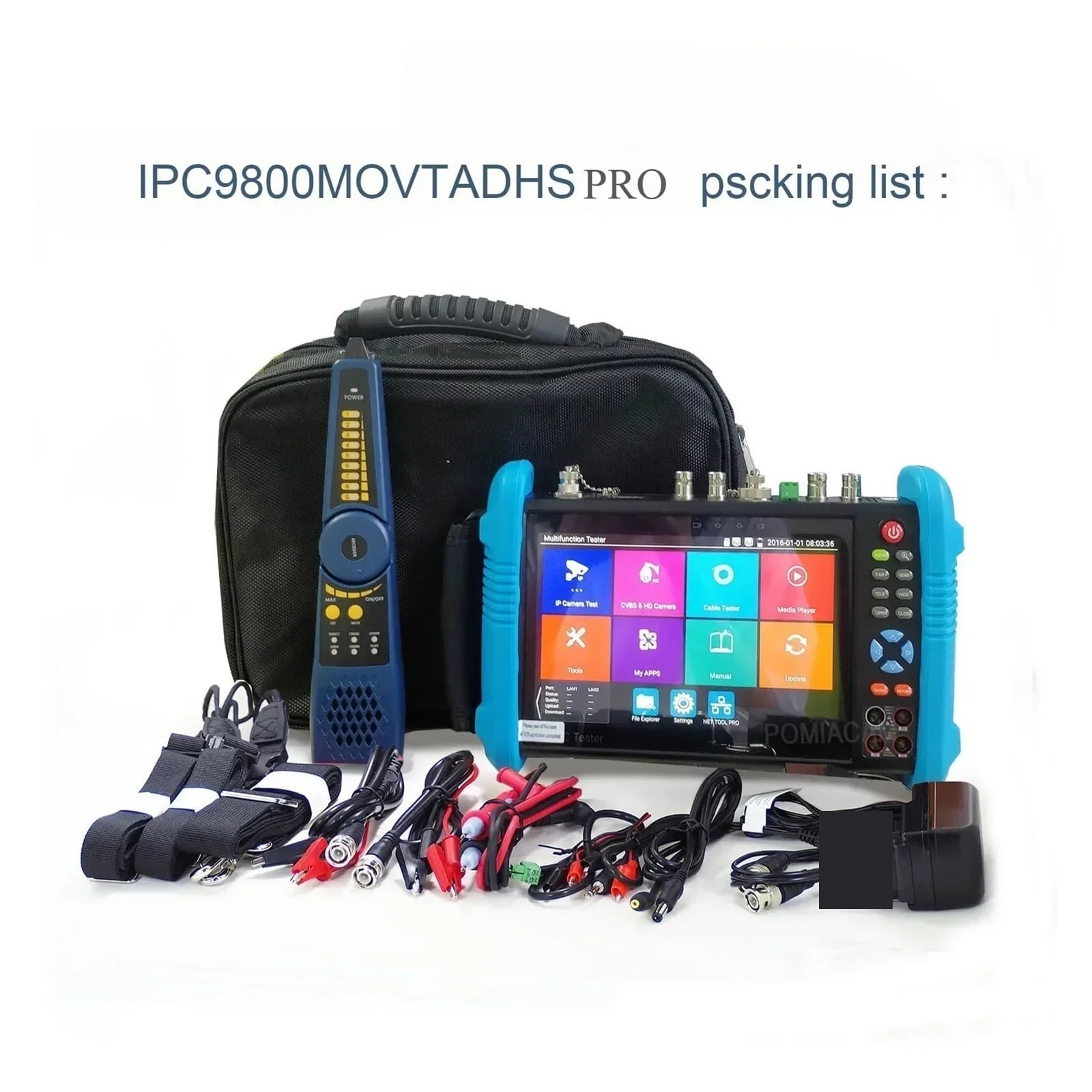 Testeur de vidéosurveillance, IPC9800 IPC Moniteur De Test Vidéosurveillance 8MP AHD TVI CVI Testeur Pro H.265 8K D'affichage Vidéo Caméra IP 7 Pouces