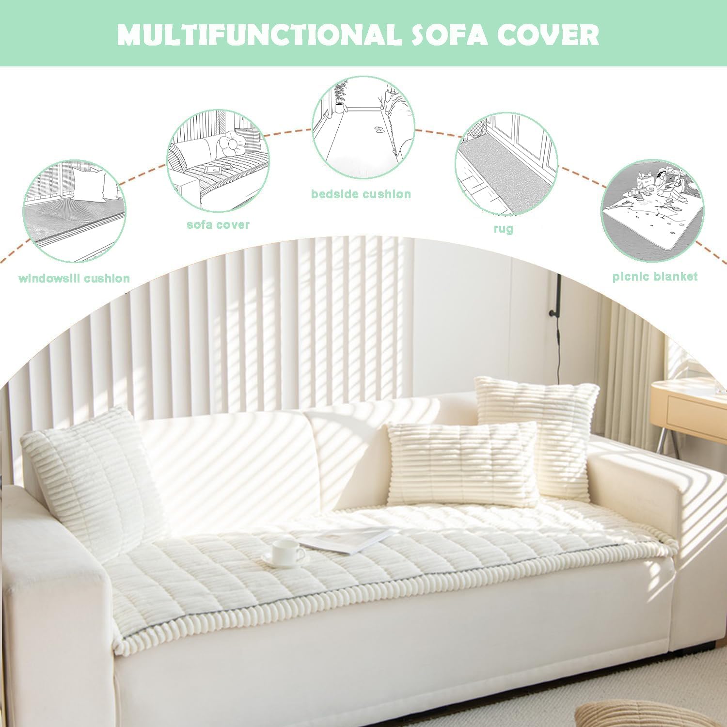 ZQFFB Pet Couch Cover Dogs Washable Non-Slip Couch Protector Pet Friendly Dog Mat for Couches and Sofas - Image 3