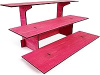 Vista 11 de Mesa de exhibición de 3 niveles en madera recta para tiendas minoristas con estantes para productos - Portátil Estante de exhibición de 3 pasos