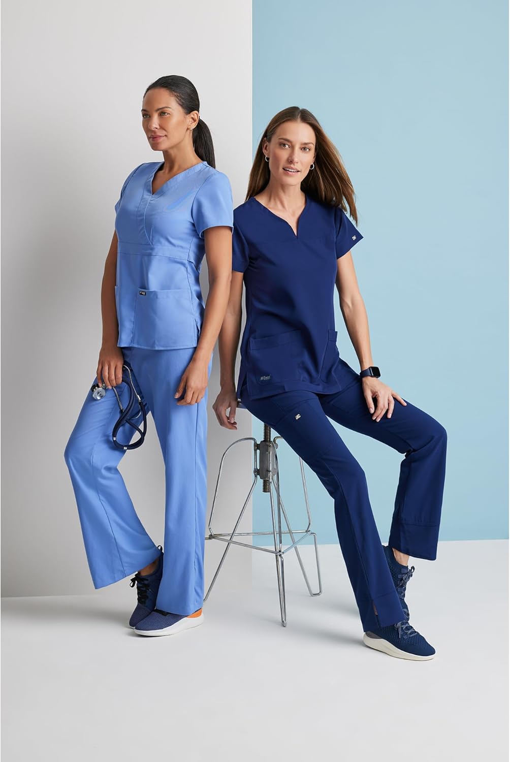 Grey’s Anatomy by Barco Classic Riley Scrub Pant for Women – Indigo, 5-Pocket Mid-Rise Flared Leg Bottoms with Natural Stretch, Soil Release Fabric, and Super-Soft Finish – Small, Tall Fit - Image 3