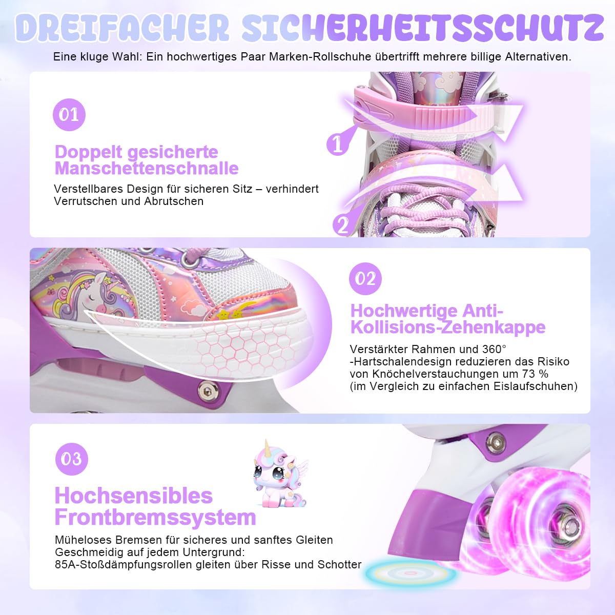 Rollschuhe Mädchen,Rollschuhe Kinder,4 Größen Einstellbare Rollschuh mit 8 Blinkenden Rädern für Jungen,Mädchen,Anfänger