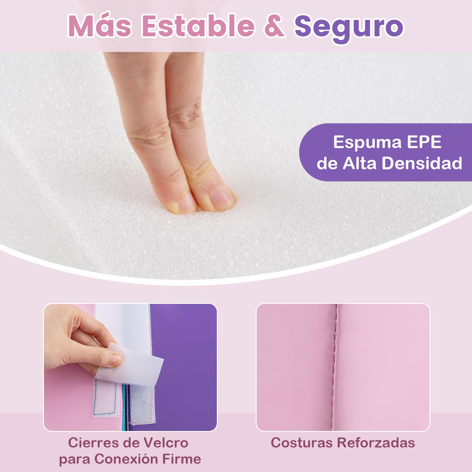 COSTWAY Juego de 6 Bloques de Espuma para Niños de 12 Meses+, Grande, Bloques de psicomotricidad Infantil para Escalar y Gatear, Suave, Soft Play Corner Climber (Rosa y Morado)