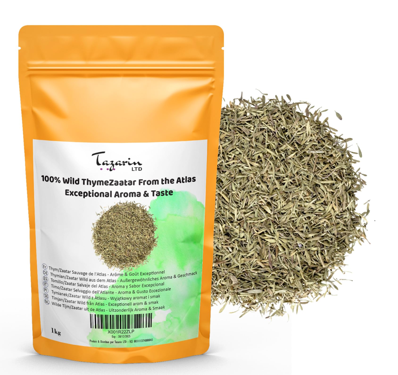 1kg Thym/Zaatar Sauvage - Thym Séché - Arôme & Goût Exceptionnel - 100% Naturel, Pur et Sans Additifs