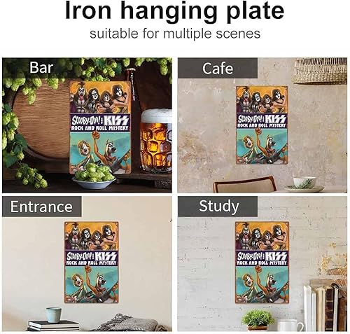 Miniatura 4 de Scooby-Doo! and KISS Póster de película misteriosa de rock and roll, letrero de hojalata para cafetería, bar, hogar, decoración de pared, retro, de