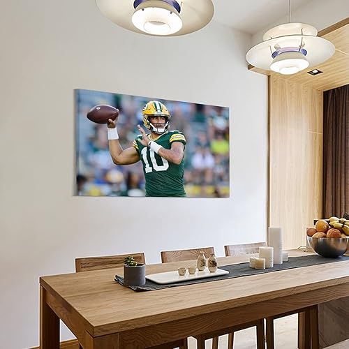 Miniatura 3 de OKSEAS Jordan Love Art - Póster deportivo de estrella del mundo de fútbol americano, póster de arte de pared, pintura en lienzo, pósteres de arte,