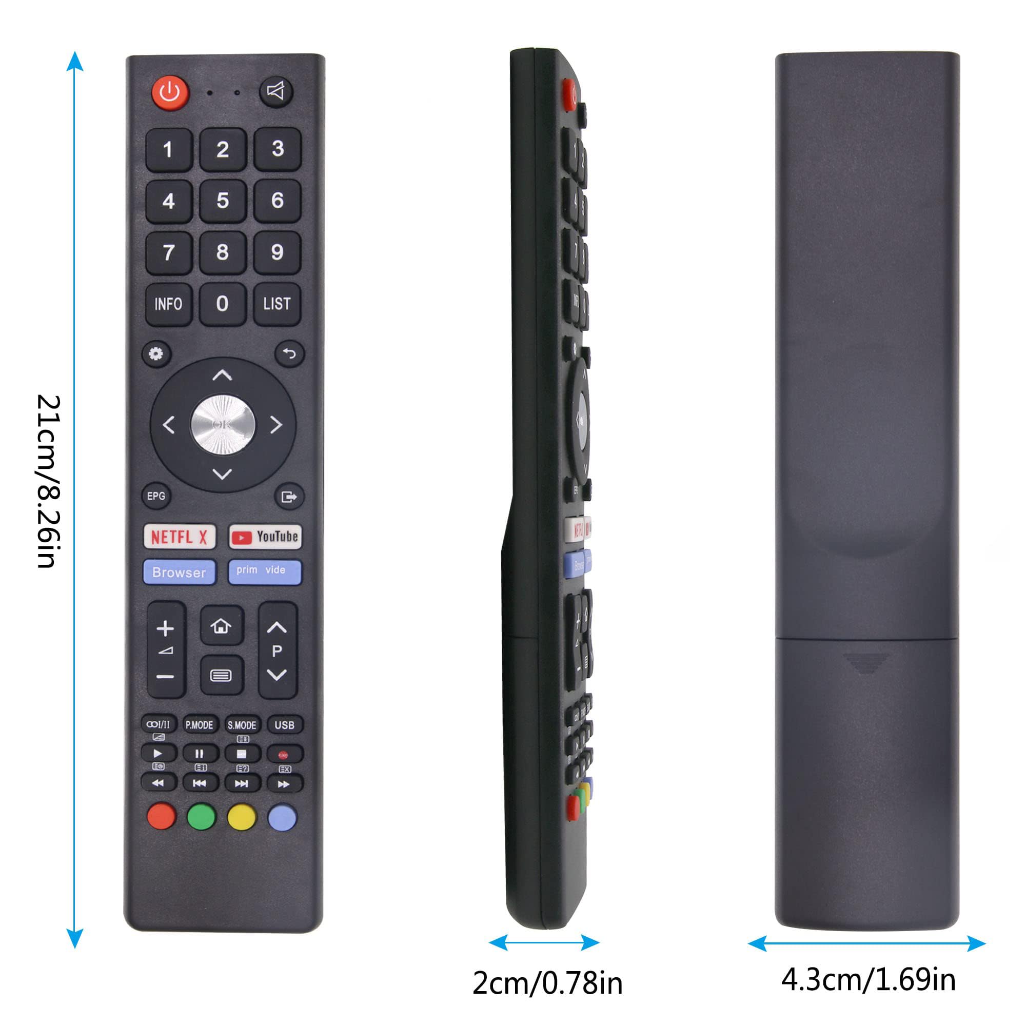 FOXRMT Télécommande pour Chiq Changhong UHD TV U55H7N L32H7N L40H7N L43H7N L50H7N L55H7N GCBL-TV02BDBIR U58H7N U43H7N U50H7N pour Saba SA24S46A9 SA32S67A9 SA40S67A9-Aucune Configuration requise