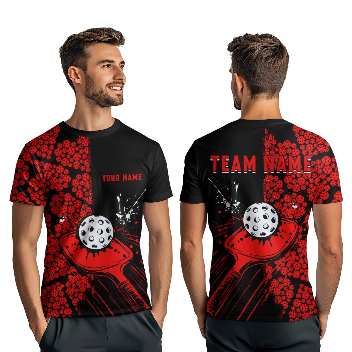 PIONAMZIOZ Personalized Couple Pickleball Shirts Matching Pickleball T-Shirt Pickleball Gifts Pickleball Jersey Men Women (US, Alpha, Small, 5X-Large, Regular, Regular, Red)