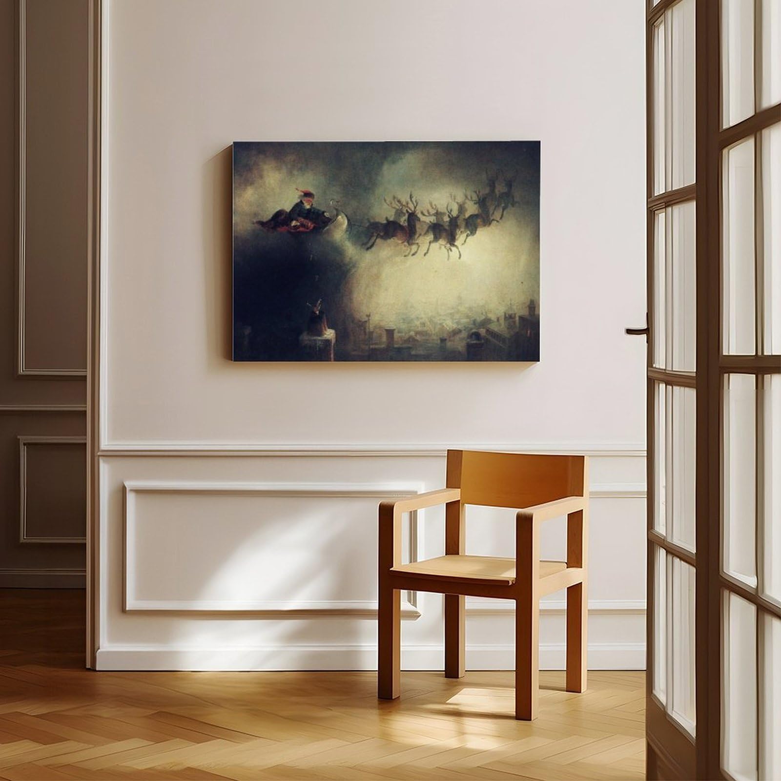 WCYB Impression sur toile représentant le Père Noël tombant dans la cheminée - Motif barbe de William Holbrook - Décoration murale pour bureau - Cadre à suspendre - 20,3 x 30,5 cm