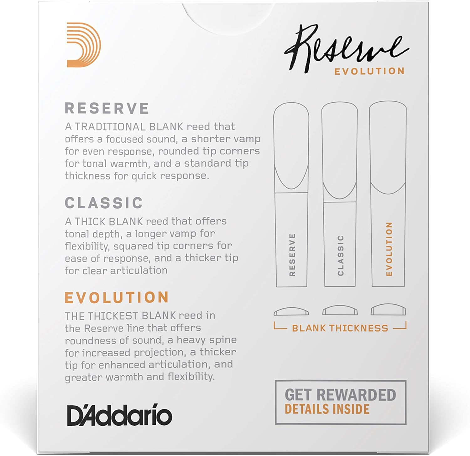 Rico Reserve Evolution Bb Clarinet Reeds, Strength 5.0, 10-Pack