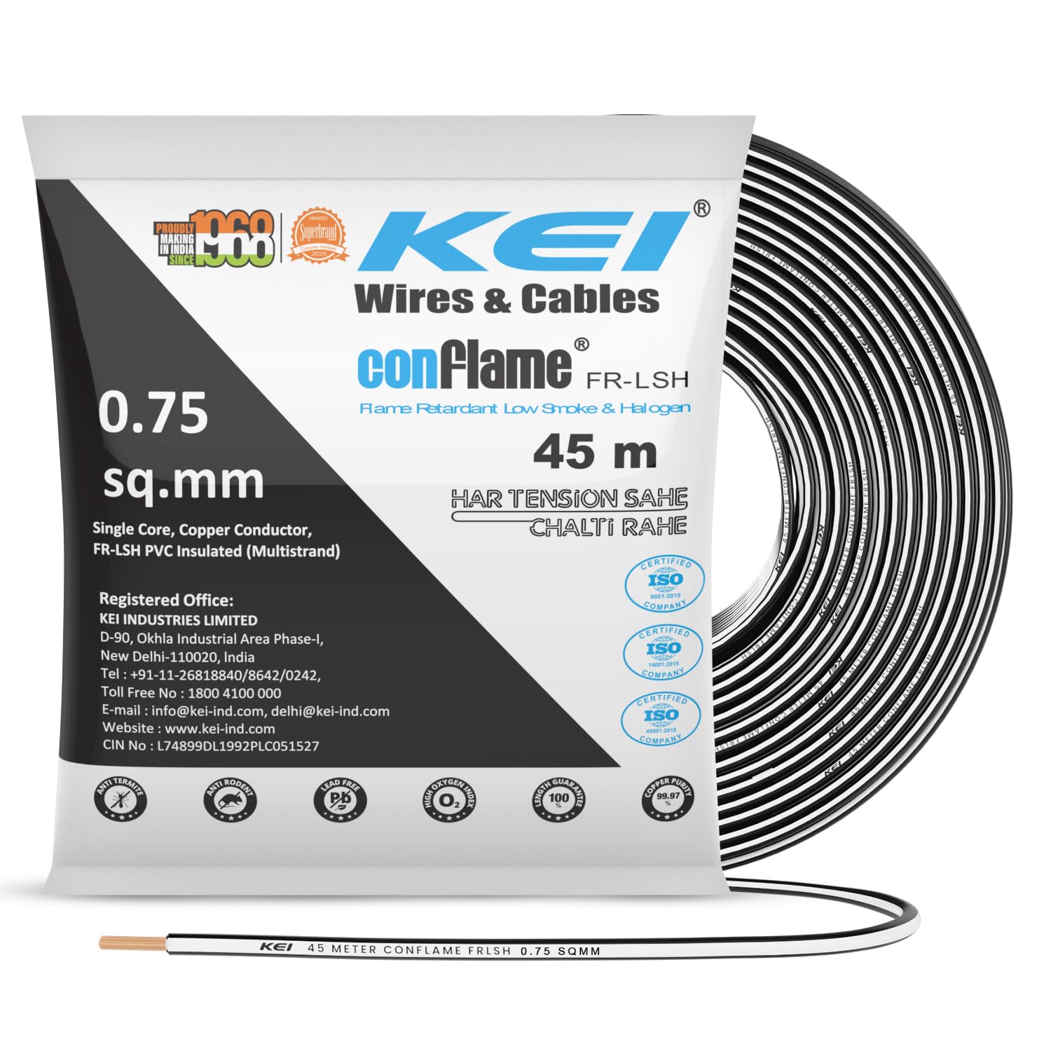 KEI Conflame Wire - 45m Blue House Wire -23
