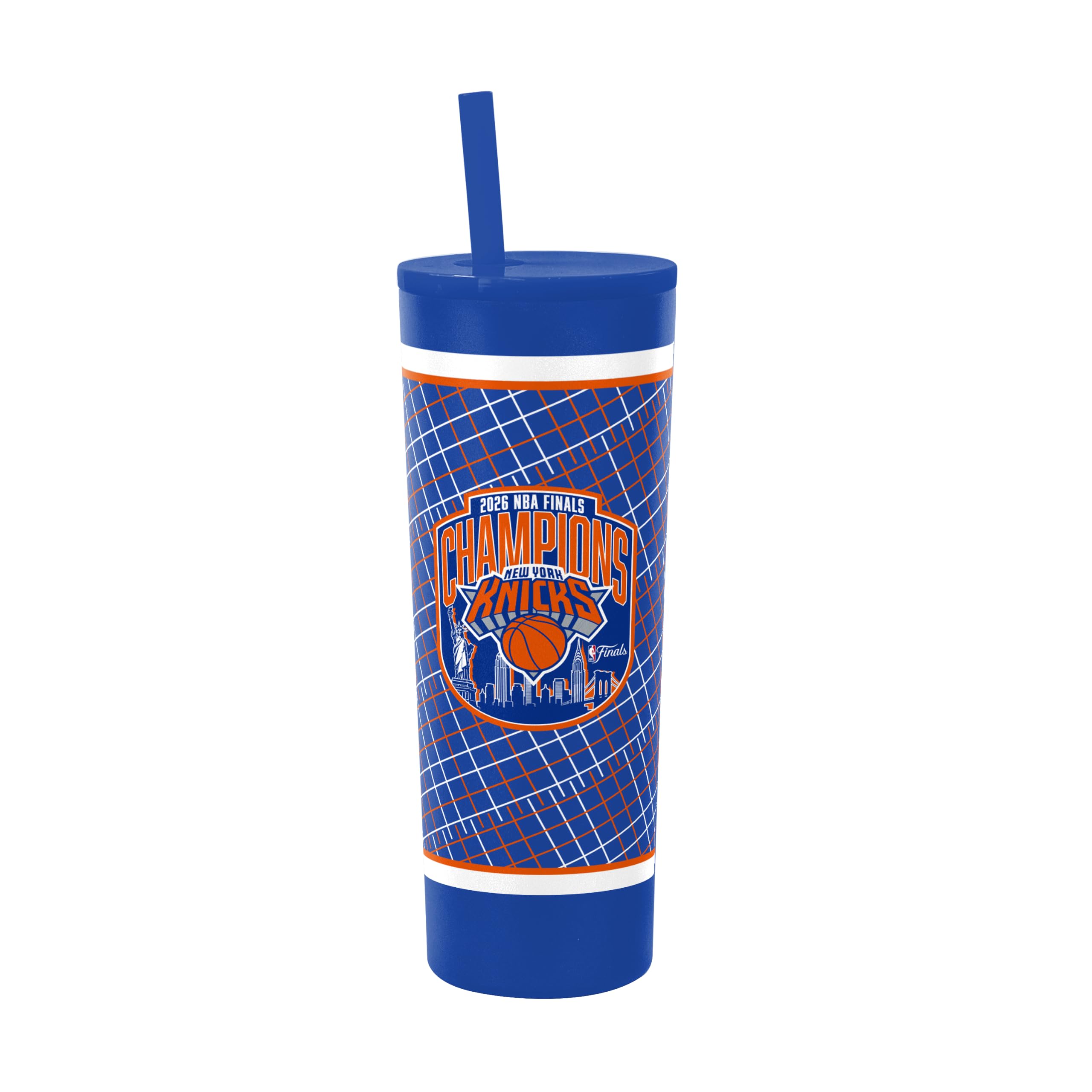 Logo Brands NBA Finals Champions New York Knicks 30 oz Stainless Steel Tumbler – 30 Ounces | Powder-Coated Steel |Finals Champs Design | Straw Included