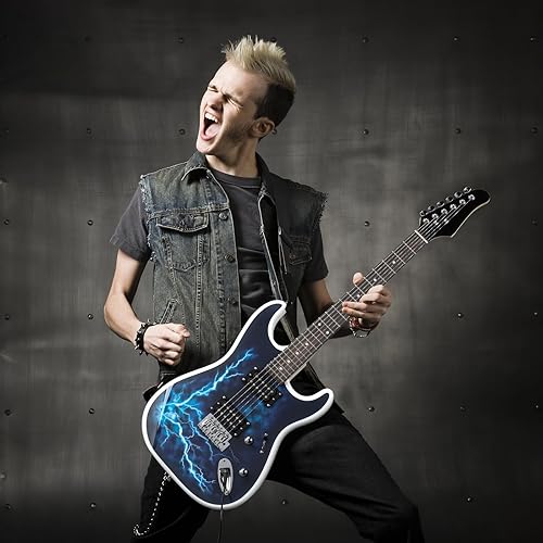 Miniatura 6 de Ktaxon Guitarra eléctrica de 39 pulgadas, cuerpo sólido de tamaño completo, pastillas H-H de 6 cuerdas, kit de guitarra para principiantes con